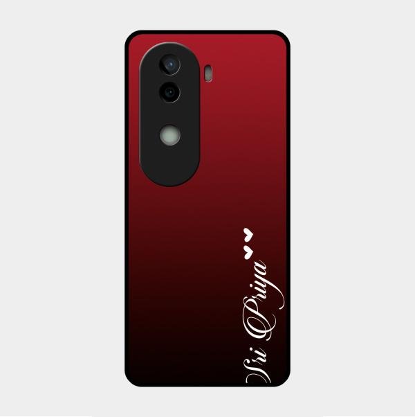 Customize Name Gradient Glass Case Cover Red Wine For Vivo V40E 5G