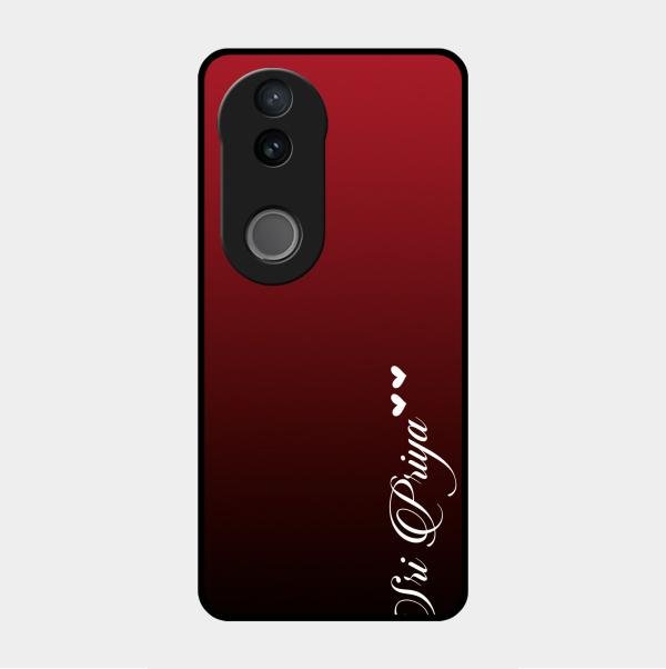 Customize Name Gradient Glass Case Cover Red Wine For Vivo V50 5G