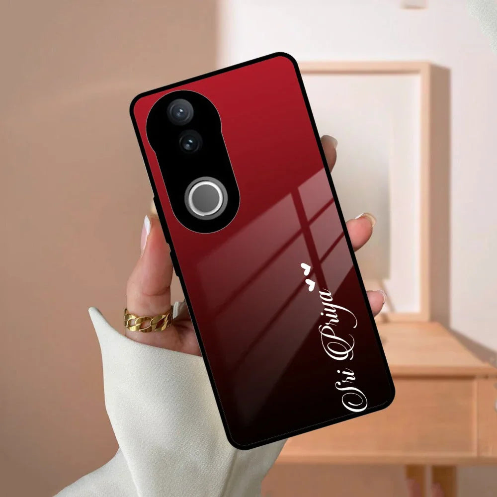 Customize Name Gradient Glass Case Cover Red Wine For Vivo - ShopOnCliQ