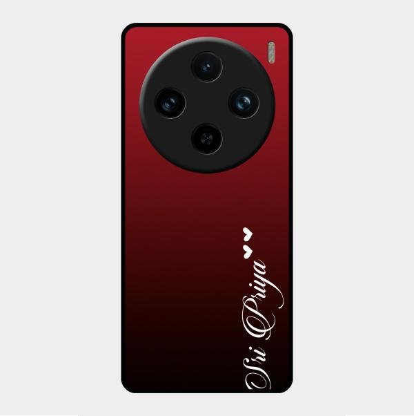 Customize Name Gradient Glass Case Cover Red Wine For Vivo X100 Pro 5G