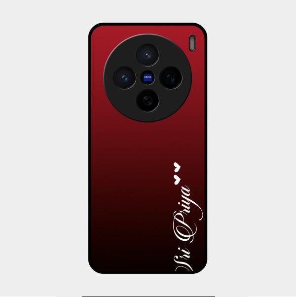 Customize Name Gradient Glass Case Cover Red Wine For Vivo X200 5G