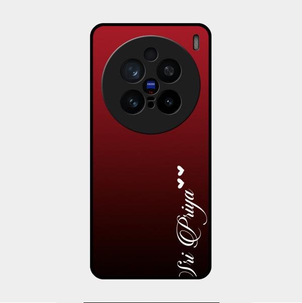 Customize Name Gradient Glass Case Cover Red Wine For Vivo X200 Pro 5G
