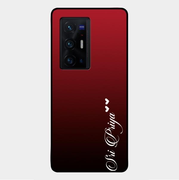 Customize Name Gradient Glass Case Cover Red Wine For Vivo X70 Pro Plus 5G