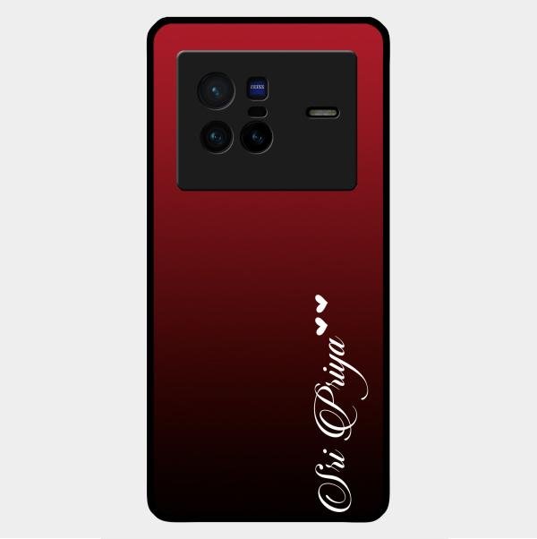 Customize Name Gradient Glass Case Cover Red Wine For Vivo X80 5G