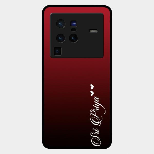 Customize Name Gradient Glass Case Cover Red Wine For Vivo X80 Pro 5G