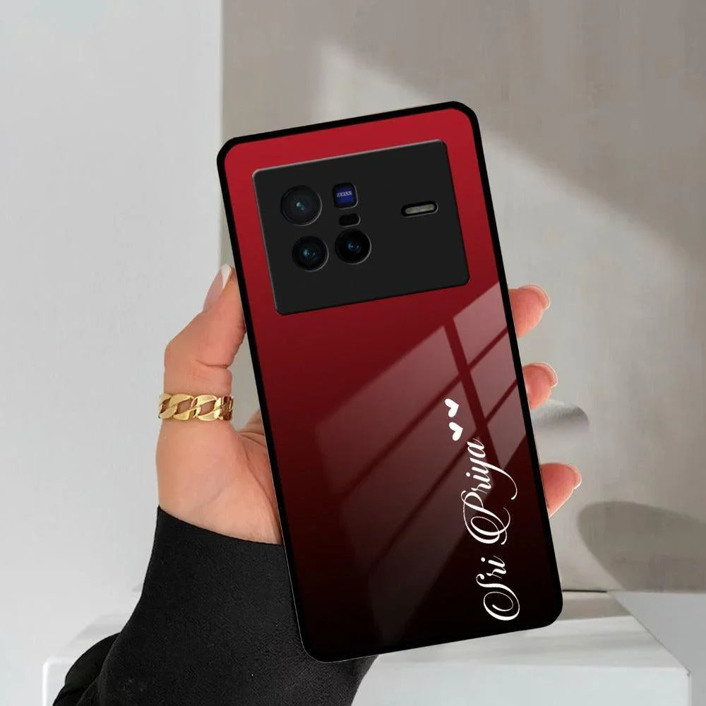 Customize Name Gradient Glass Case Cover Red Wine For Vivo - ShopOnCliQ