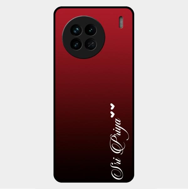 Customize Name Gradient Glass Case Cover Red Wine For Vivo X90 5G