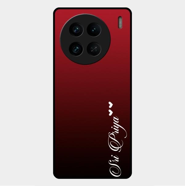 Customize Name Gradient Glass Case Cover Red Wine For Vivo X90 Pro 5G
