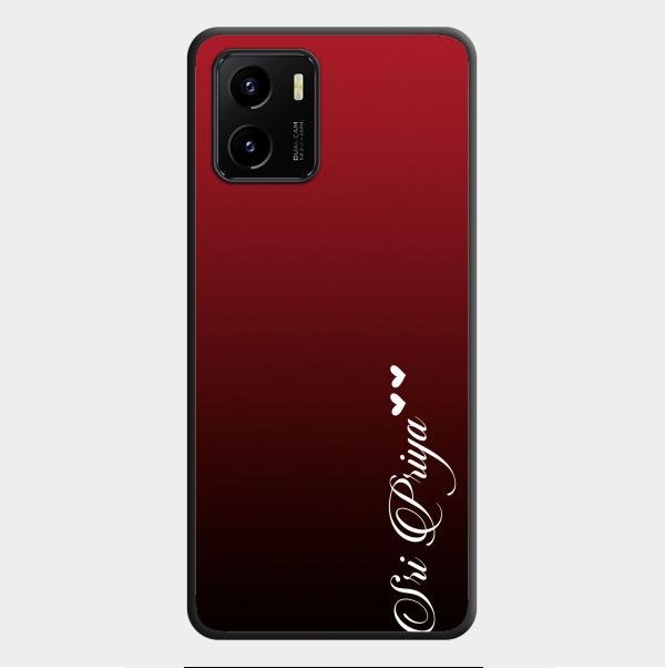 Customize Name Gradient Glass Case Cover Red Wine For Vivo Y01