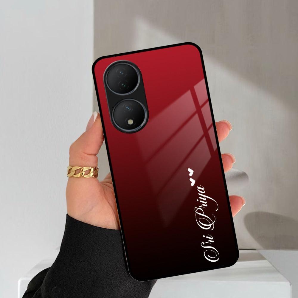 Customize Name Gradient Glass Case Cover Red Wine For Vivo