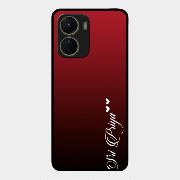 Customize Name Gradient Glass Case Cover Red Wine For Vivo Y16