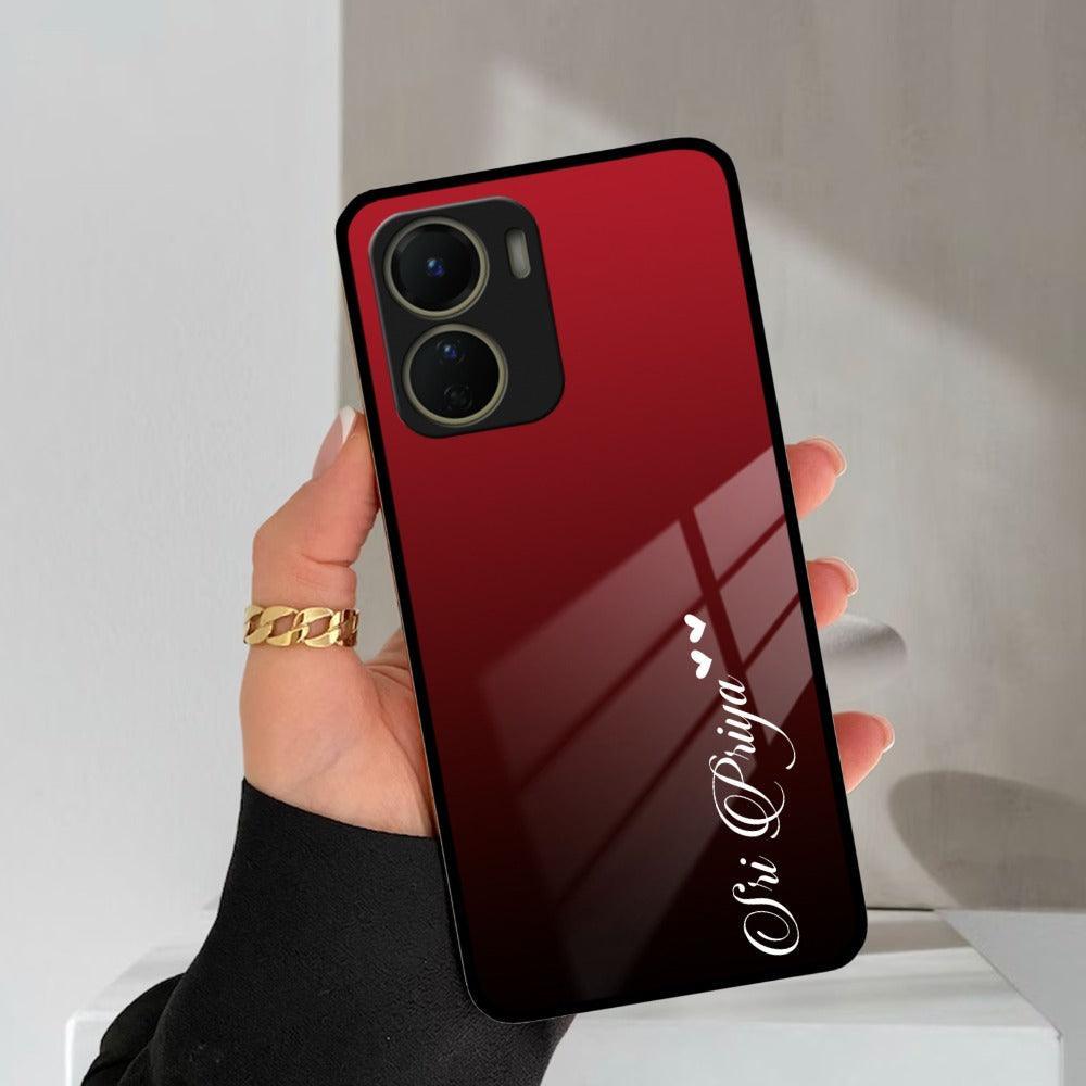 Customize Name Gradient Glass Case Cover Red Wine For Vivo
