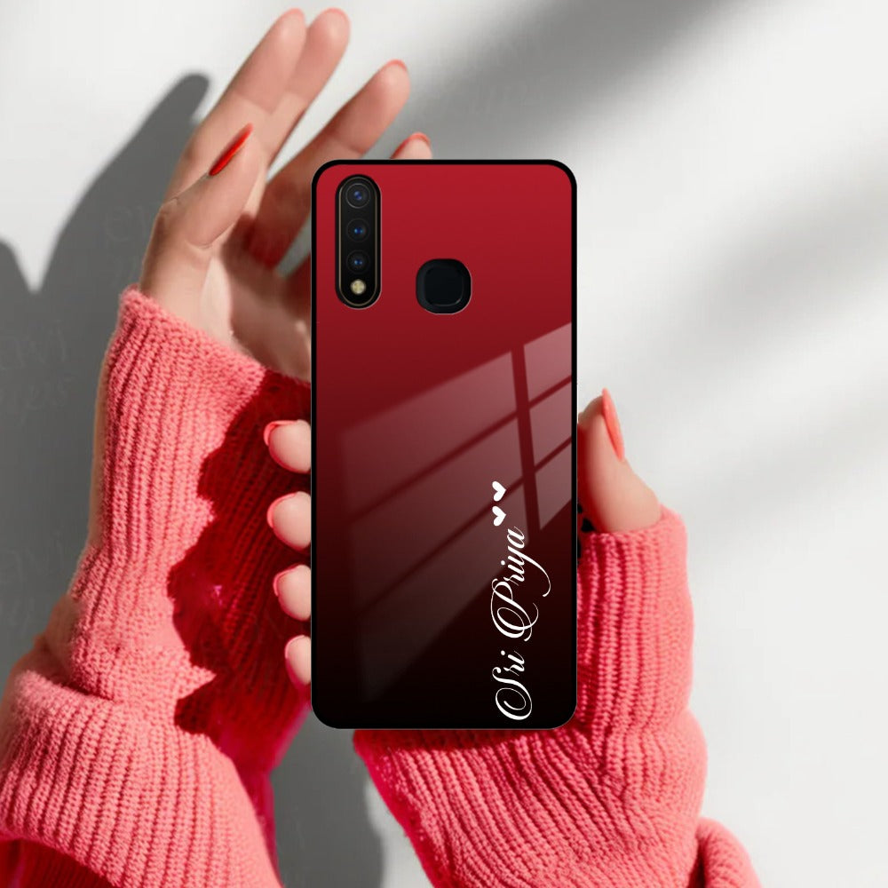 Customize Name Gradient Glass Case Cover Red Wine For Vivo