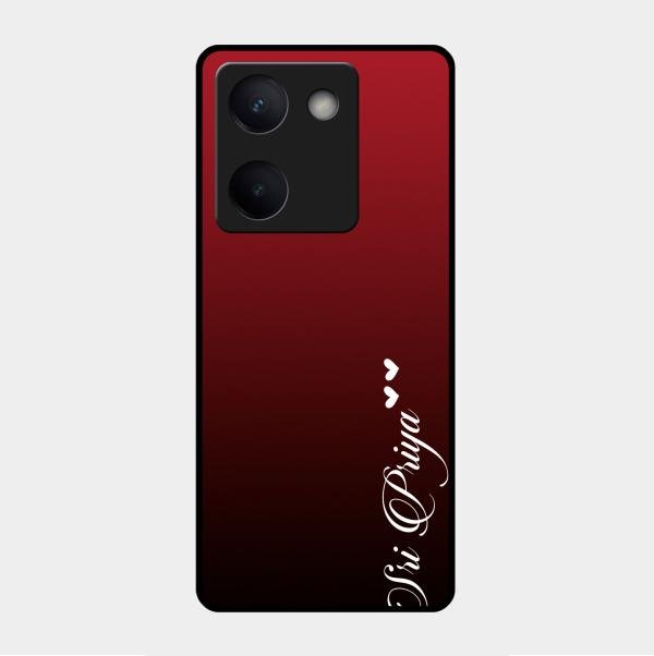 Customize Name Gradient Glass Case Cover Red Wine For Vivo Y200 Pro 5G