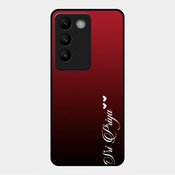 Customize Name Gradient Glass Case Cover Red Wine For Vivo Y200E 5G