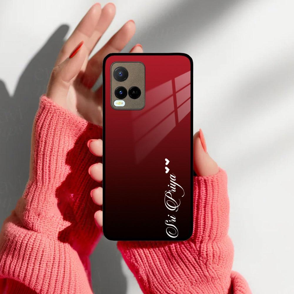 Customize Name Gradient Glass Case Cover Red Wine For Vivo