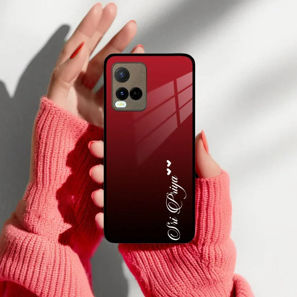 Customize Name Gradient Glass Case Cover Red Wine For Vivo - ShopOnCliQ