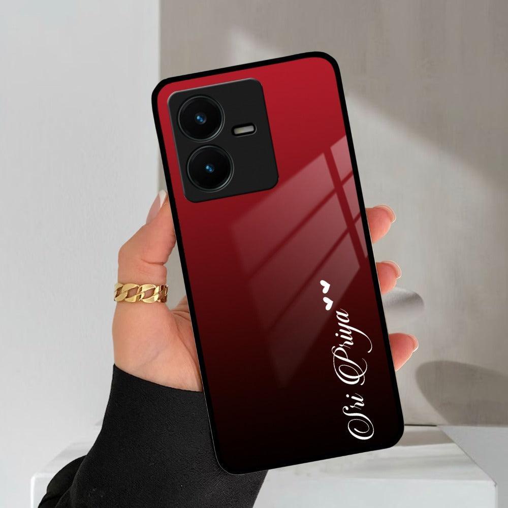 Customize Name Gradient Glass Case Cover Red Wine For Vivo
