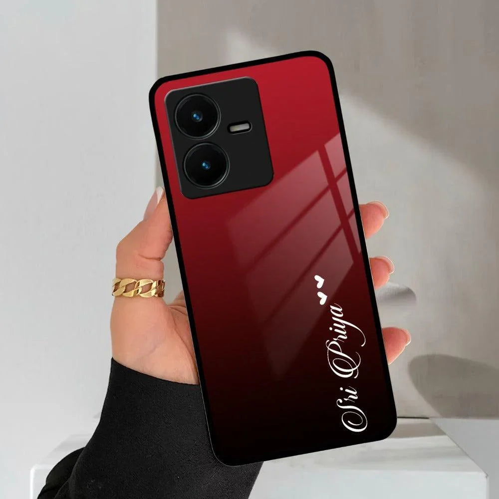 Customize Name Gradient Glass Case Cover Red Wine For Vivo - ShopOnCliQ
