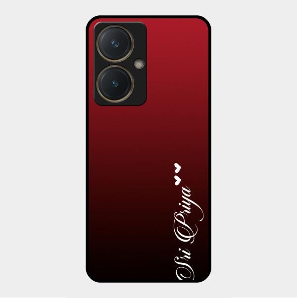 Customize Name Gradient Glass Case Cover Red Wine For Vivo Y27