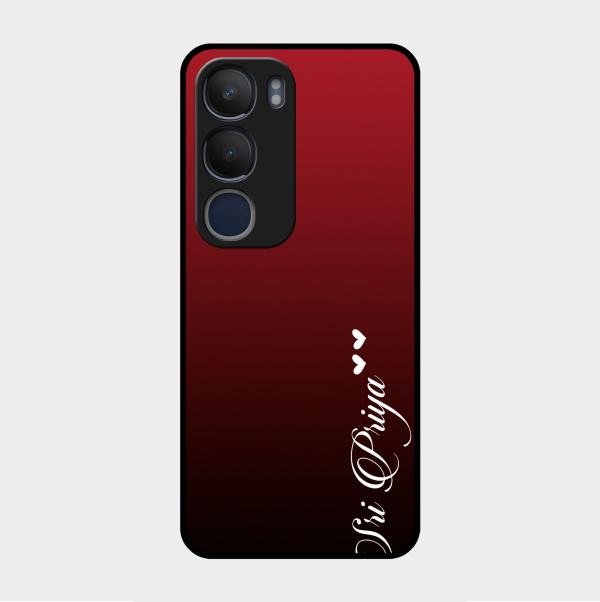 Customize Name Gradient Glass Case Cover Red Wine For Vivo Y29 5G