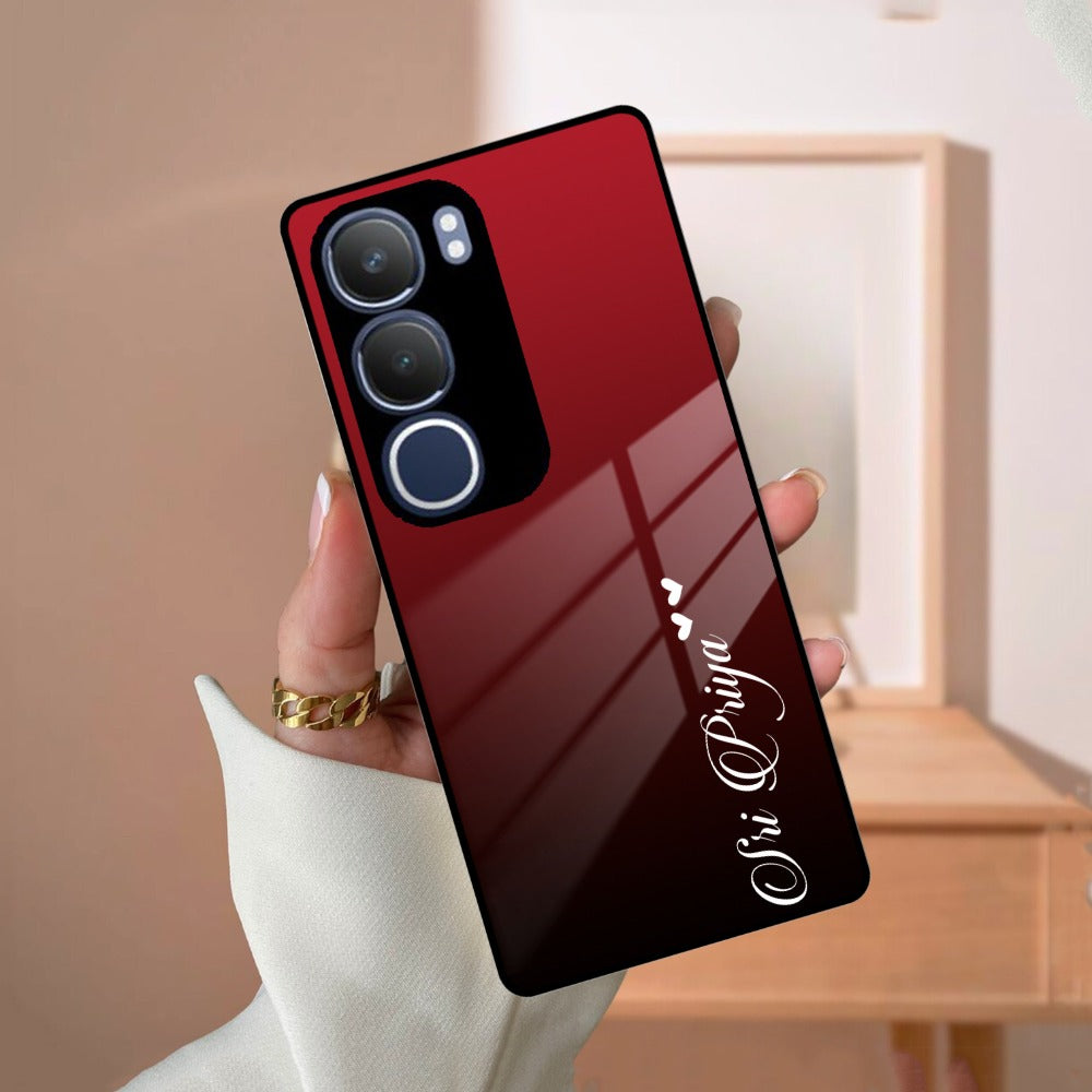 Customize Name Gradient Glass Case Cover Red Wine For Vivo