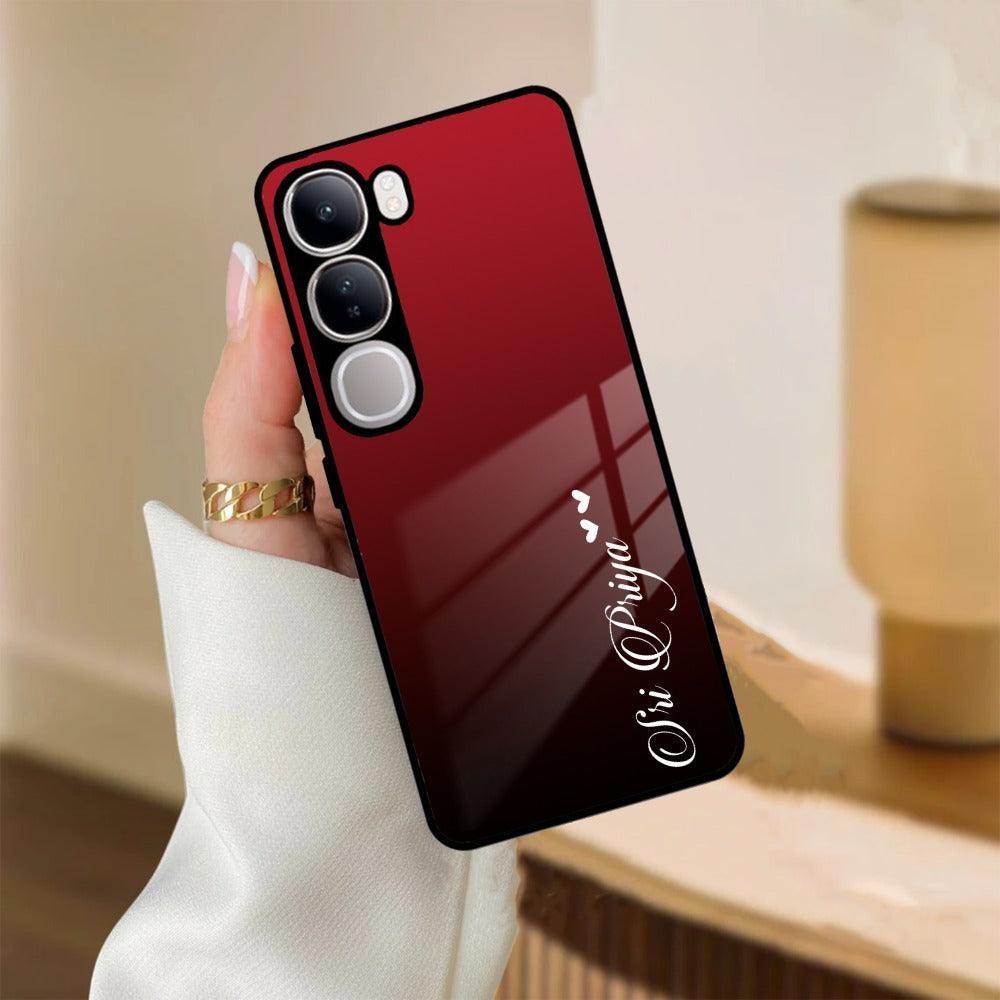 Customize Name Gradient Glass Case Cover Red Wine For Vivo