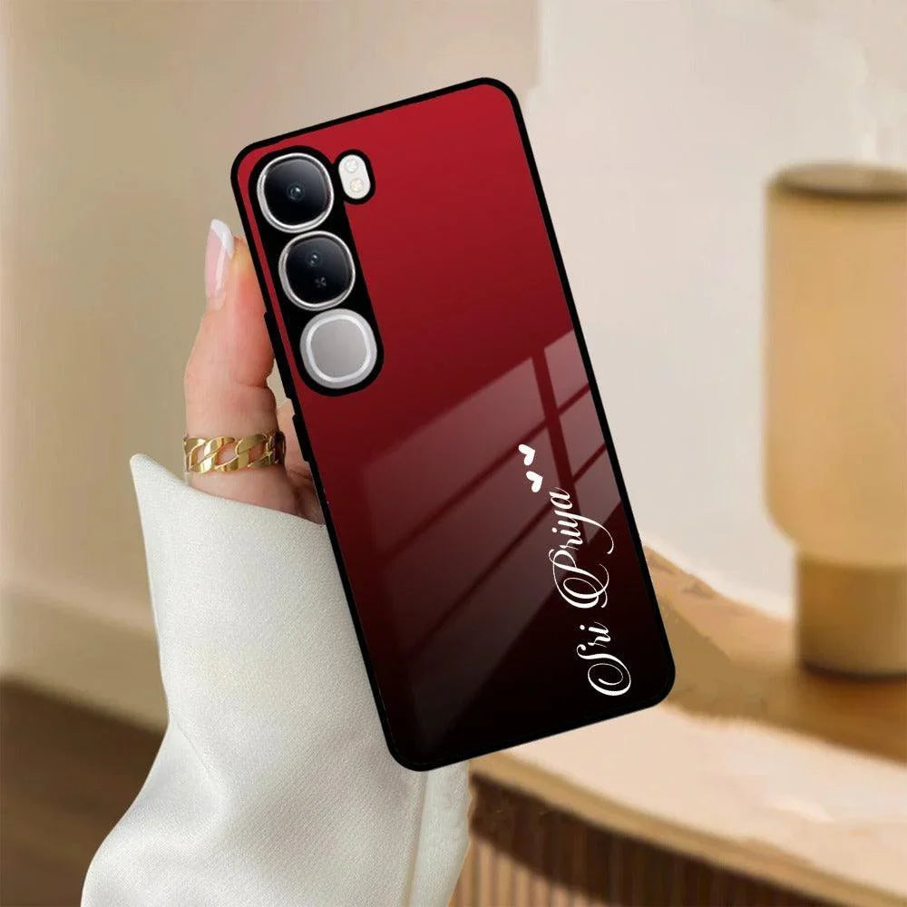 Customize Name Gradient Glass Case Cover Red Wine For Vivo - ShopOnCliQ