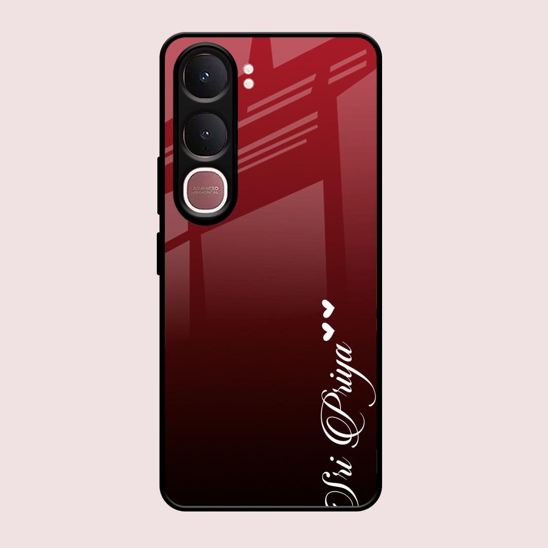Customize Name Gradient Glass Case Cover Red Wine For Vivo Y31 5G