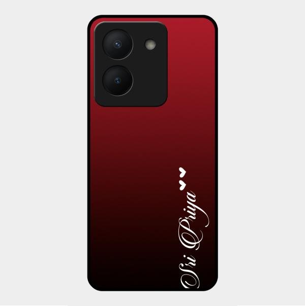 Customize Name Gradient Glass Case Cover Red Wine For Vivo Y36