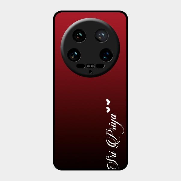 Customize Name Gradient Glass Case Cover Red Wine For Xiaomi 14 Ultra