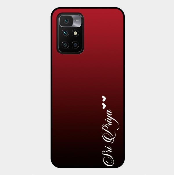 Customize Name Gradient Glass Case Cover Red Wine For Xiaomi Redmi 10 Prime