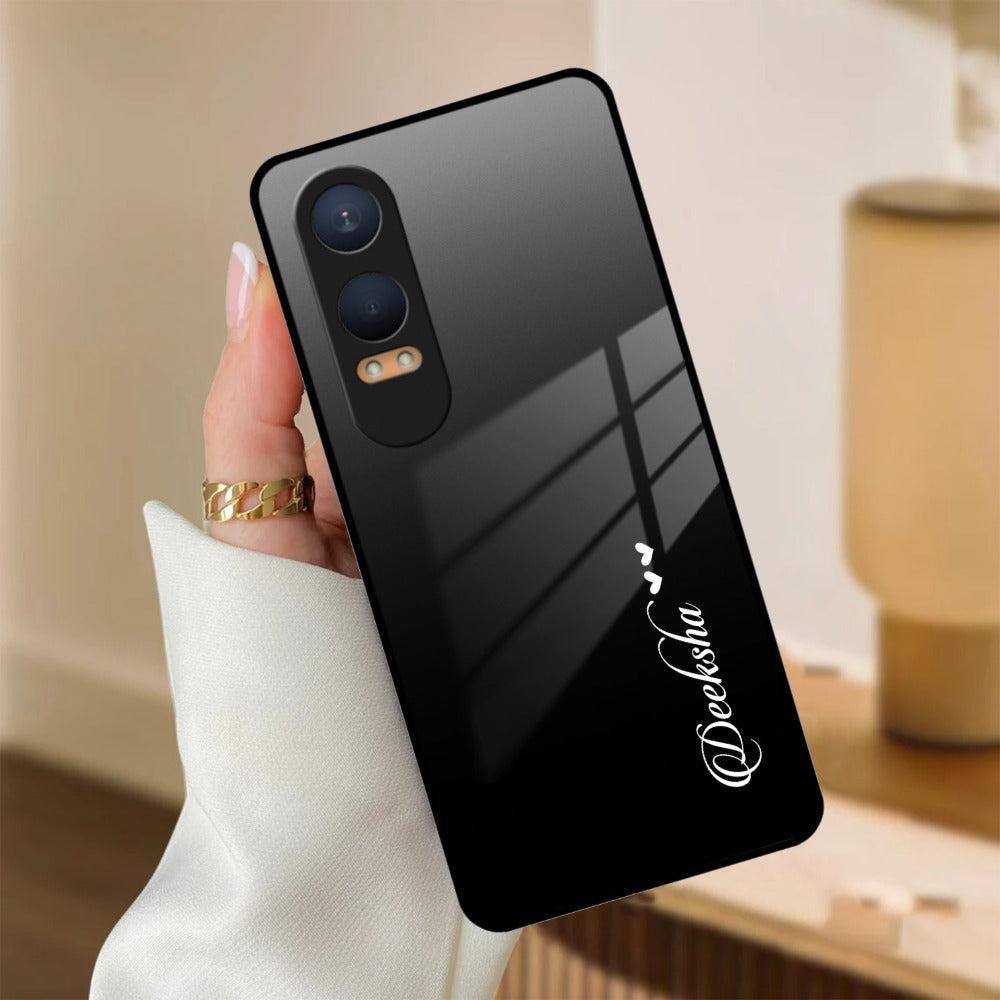 Customize Name Gradient Glass Case Cover Black For OnePlus