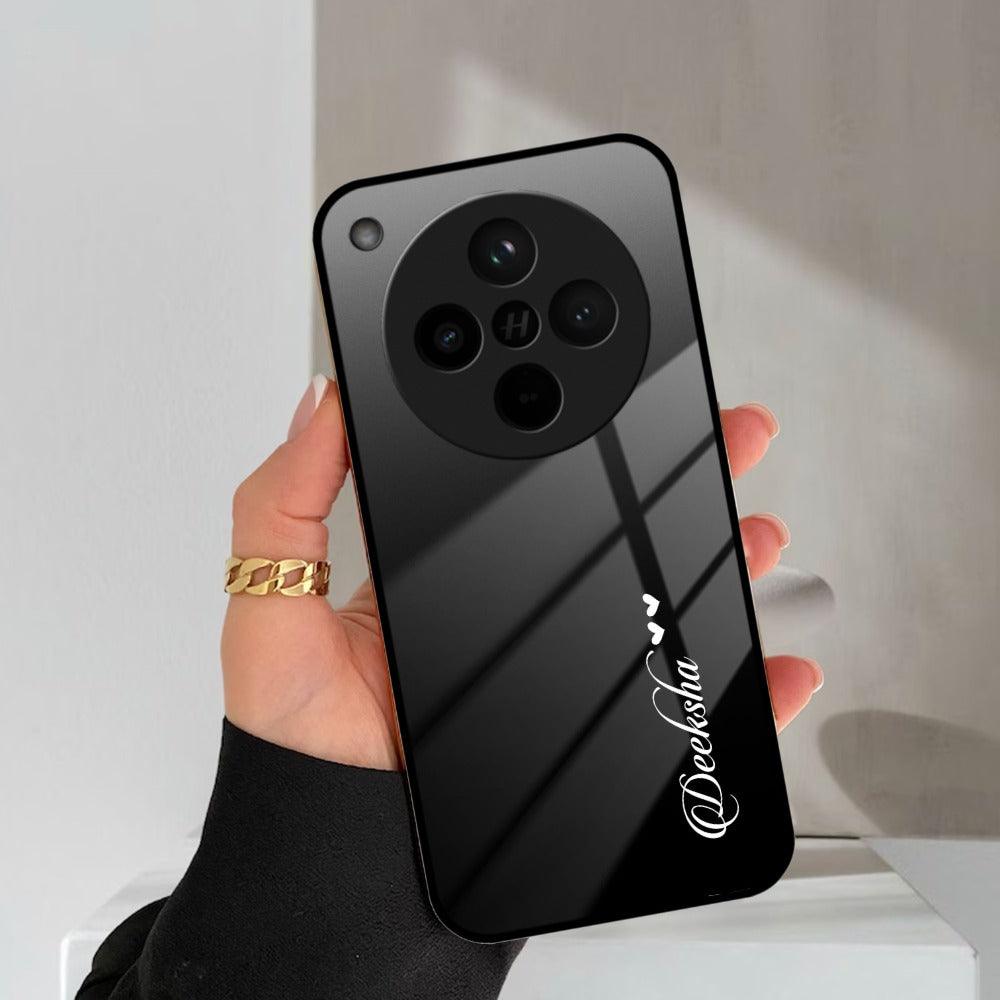 Customize Name Gradient Glass Case Cover Black For Oppo