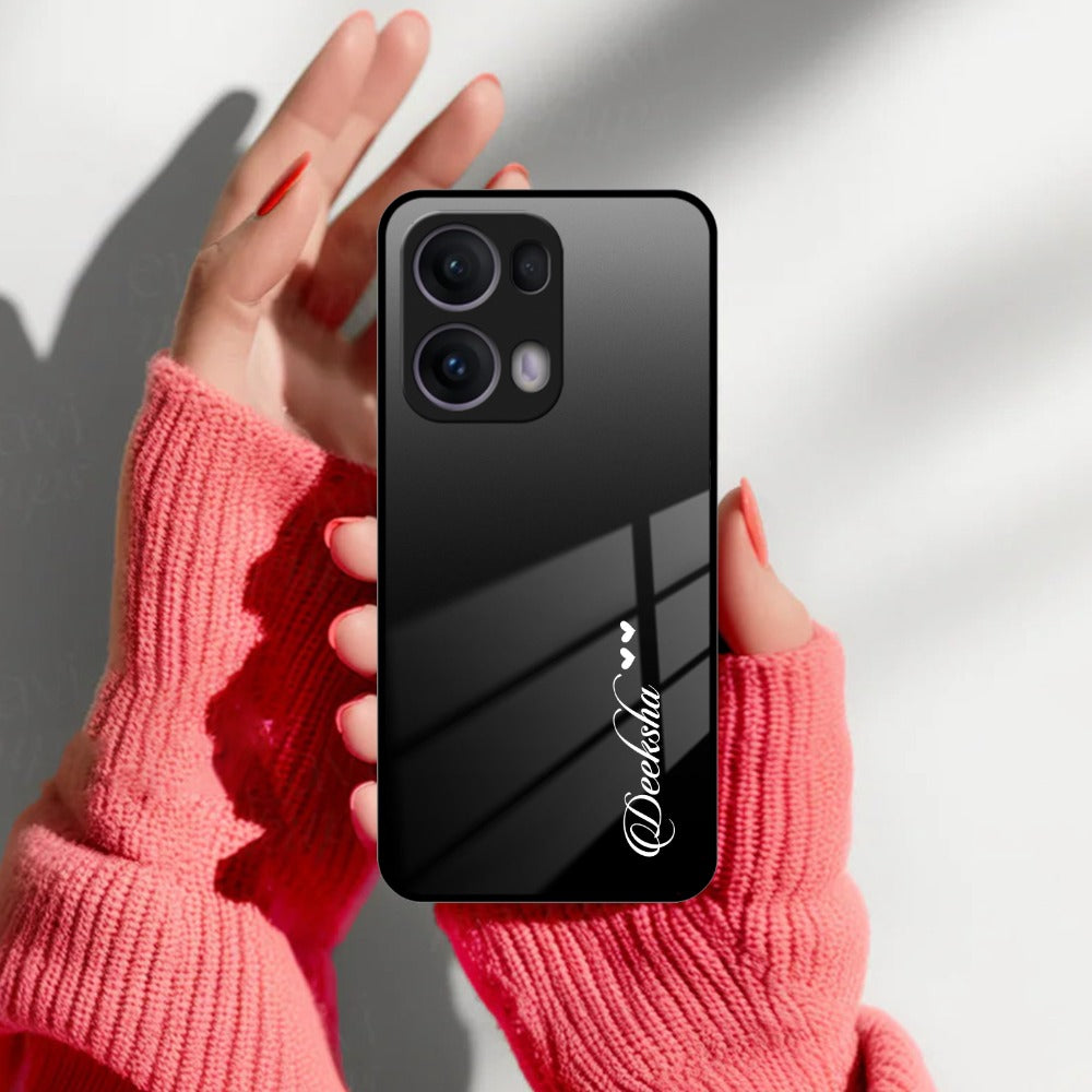 Customize Name Gradient Glass Case Cover Black For Oppo