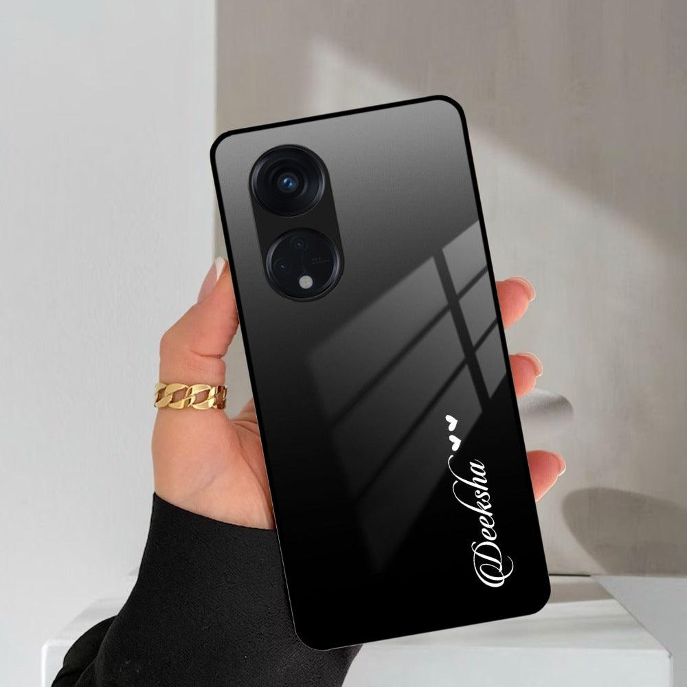 Customize Name Gradient Glass Case Cover Black For Oppo