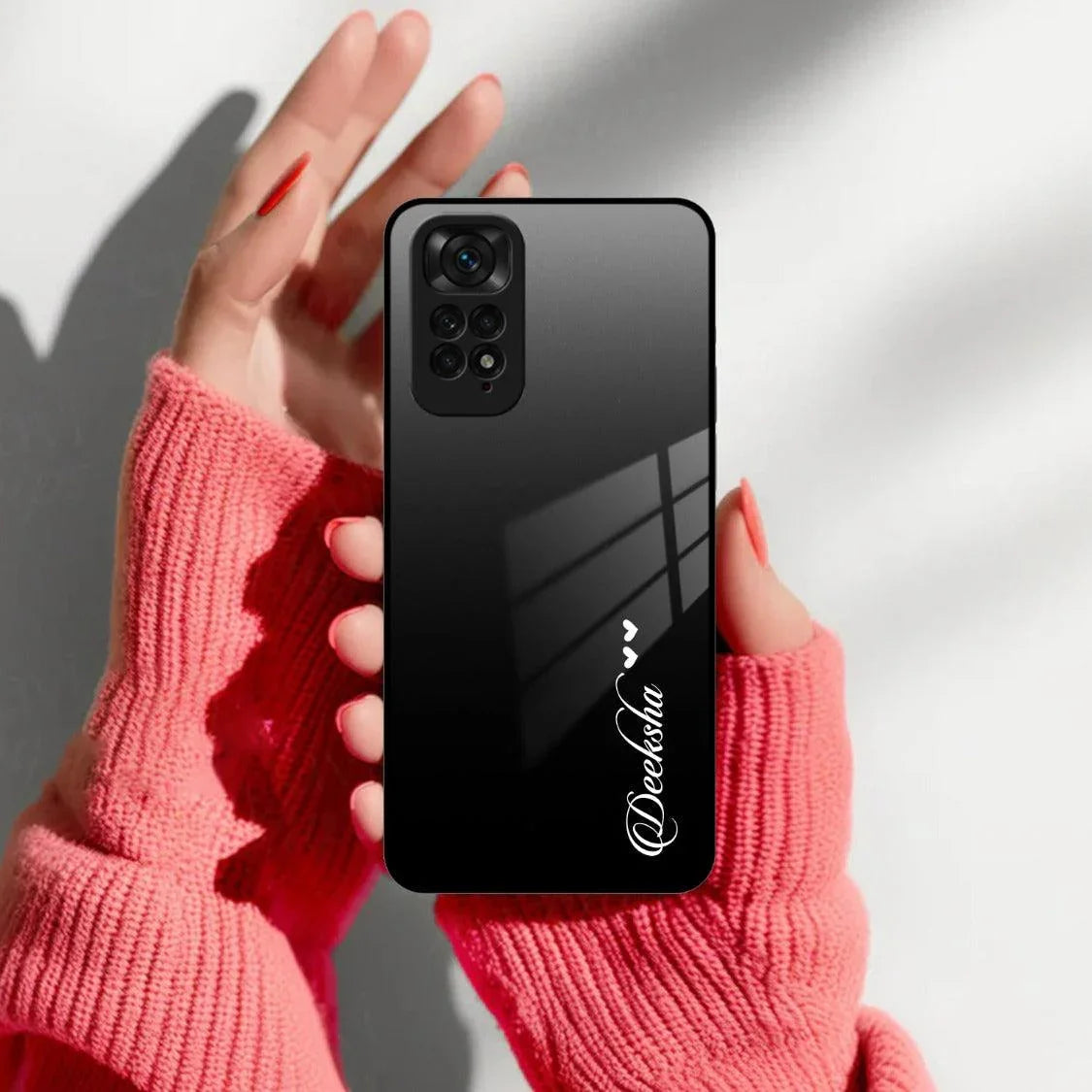 Customize Name Gradient Glass Case Cover Black For Redmi/Xiaomi - ShopOnCliQ