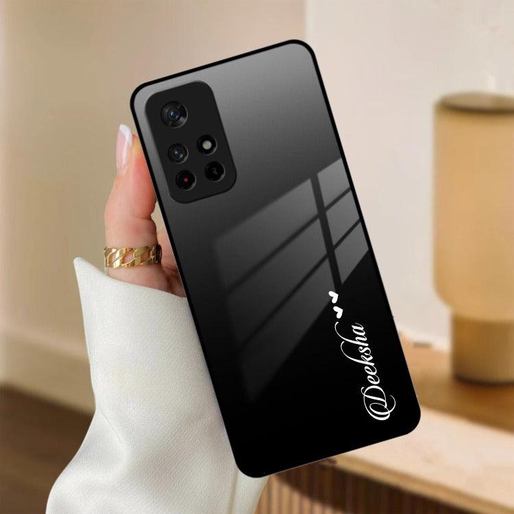 Customize Name Gradient Glass Case Cover Black For Redmi/Xiaomi