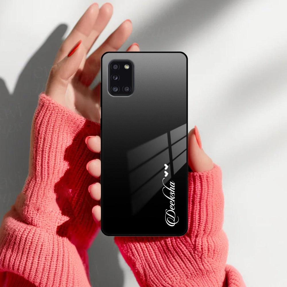 Customize Name Gradient Glass Case Cover Black For Samsung