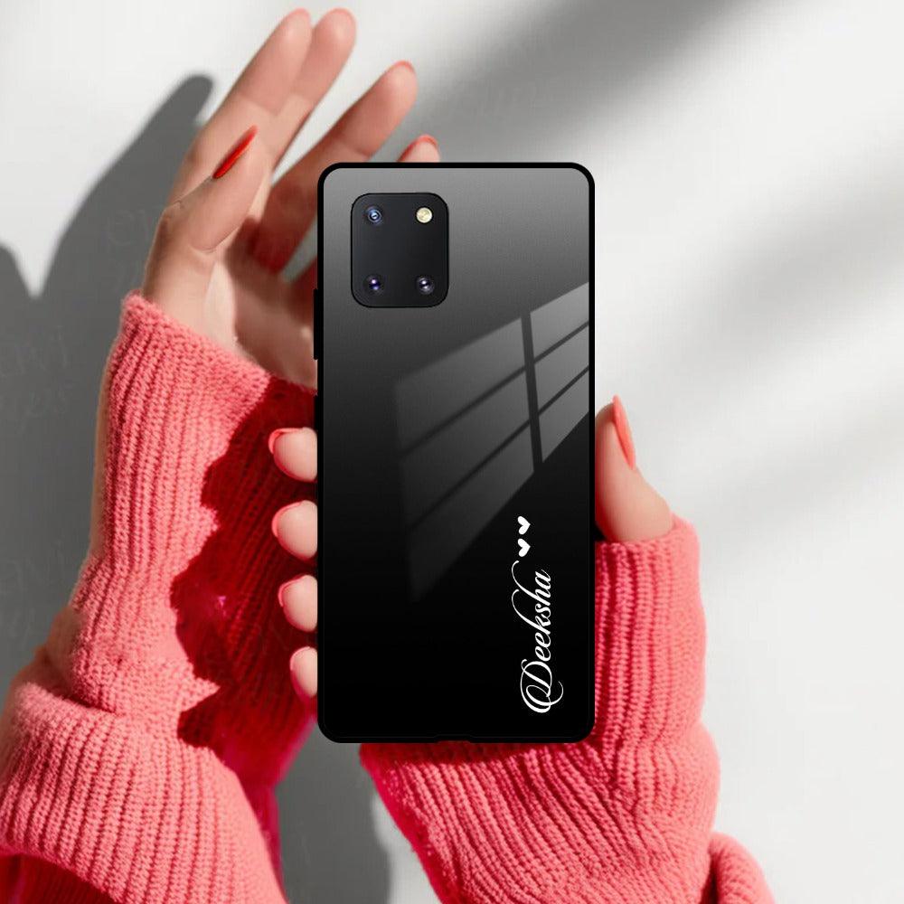 Customize Name Gradient Glass Case Cover Black For Samsung