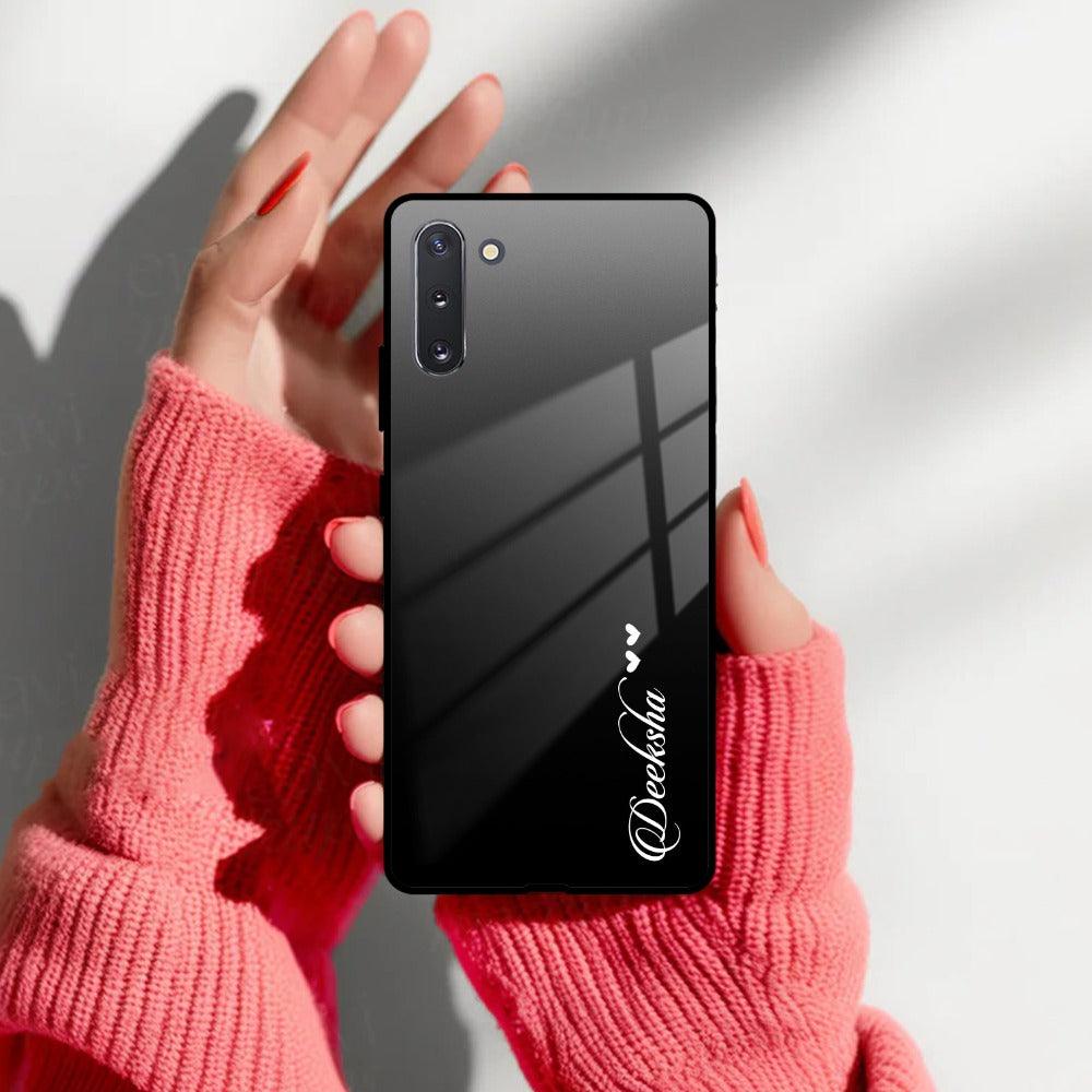 Customize Name Gradient Glass Case Cover Black For Samsung