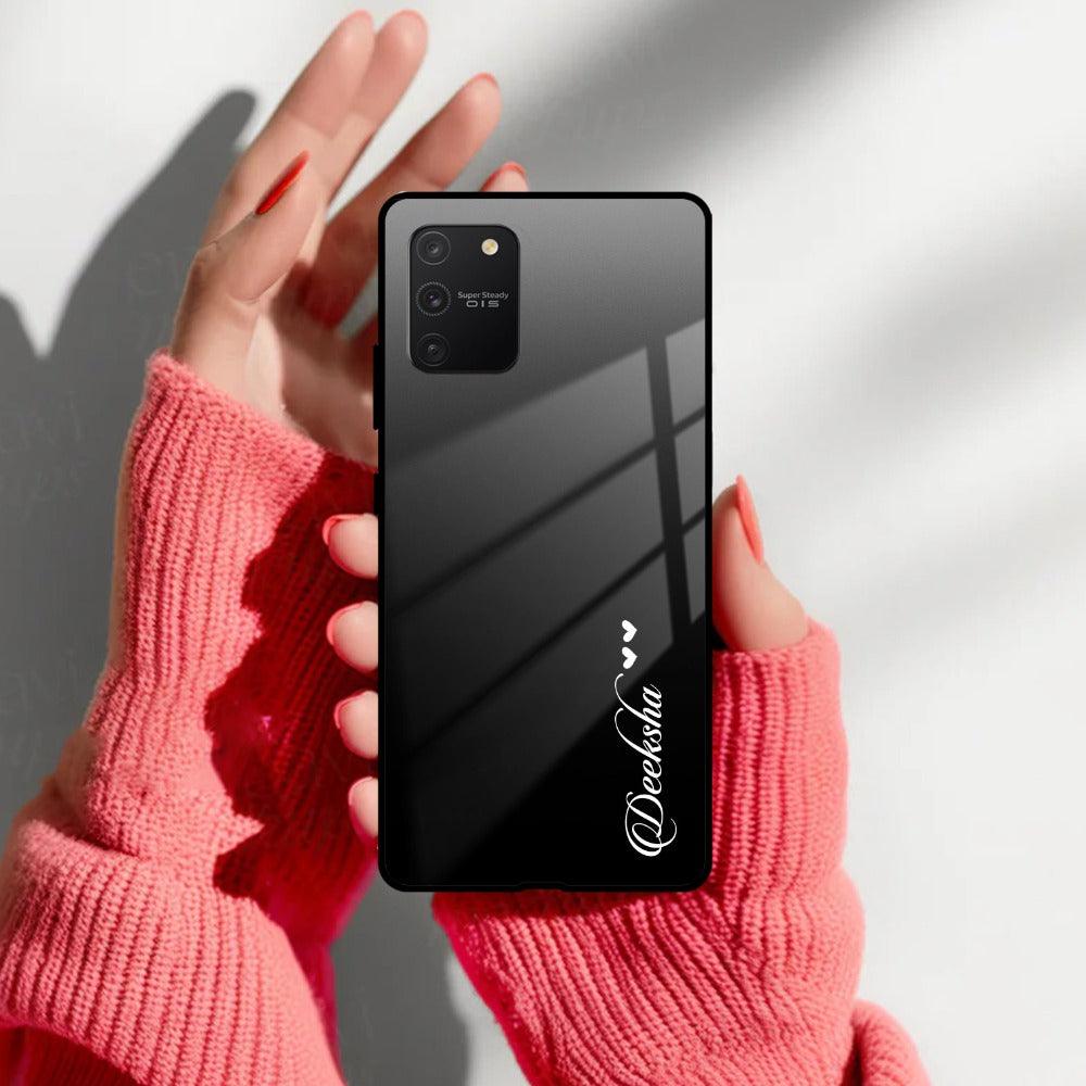 Customize Name Gradient Glass Case Cover Black For Samsung