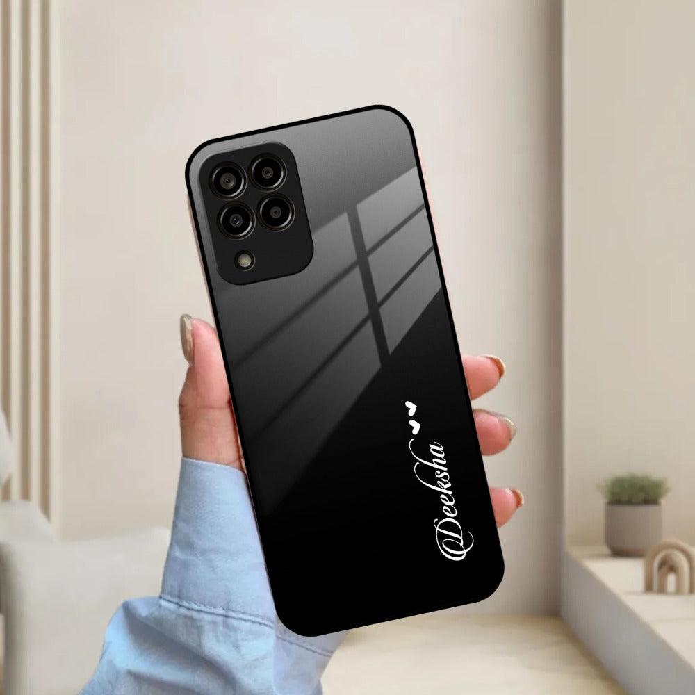 Customize Name Gradient Glass Case Cover Black For Samsung