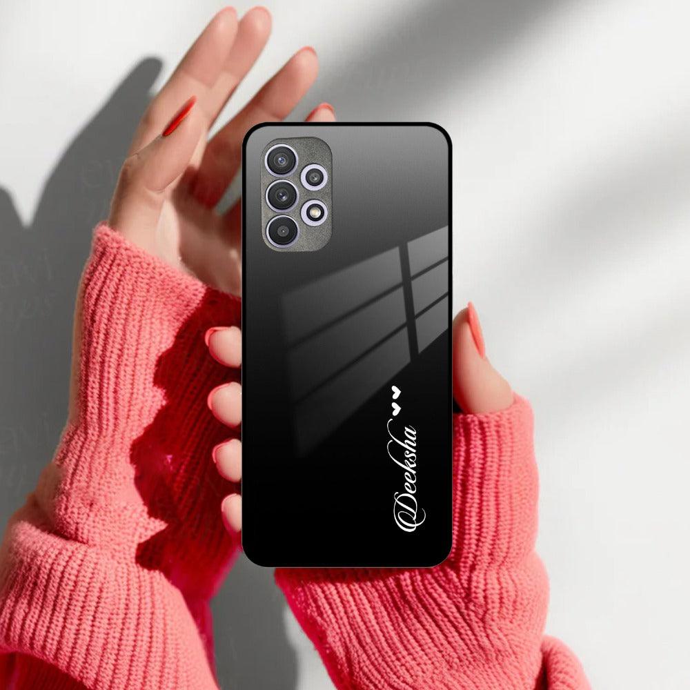 Customize Name Gradient Glass Case Cover Black For Samsung