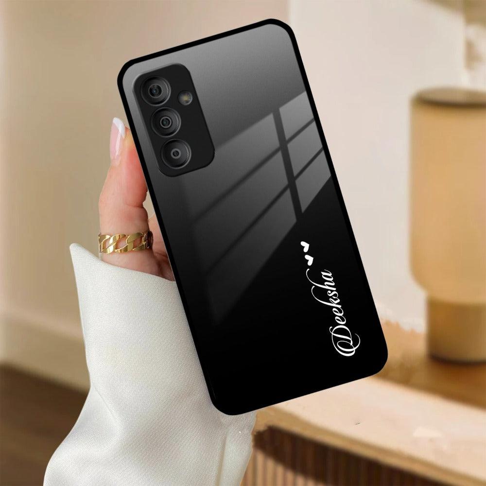 Customize Name Gradient Glass Case Cover Black For Samsung