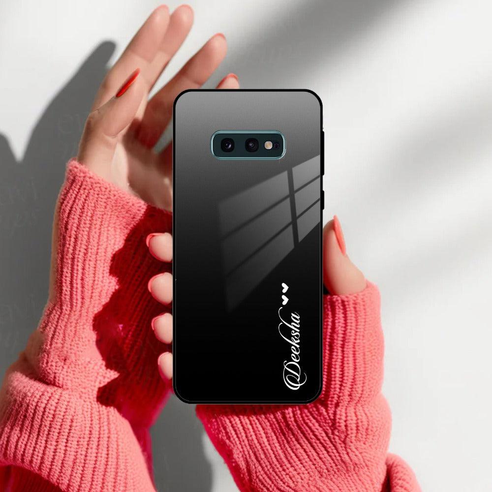 Customize Name Gradient Glass Case Cover Black For Samsung