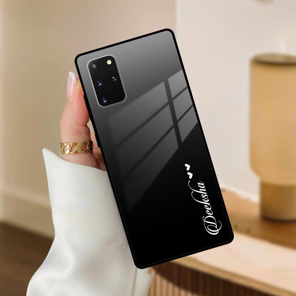 Customize Name Gradient Glass Case Cover Black For Samsung
