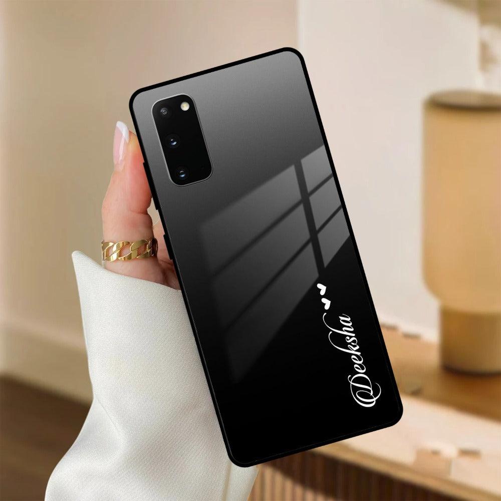 Customize Name Gradient Glass Case Cover Black For Samsung