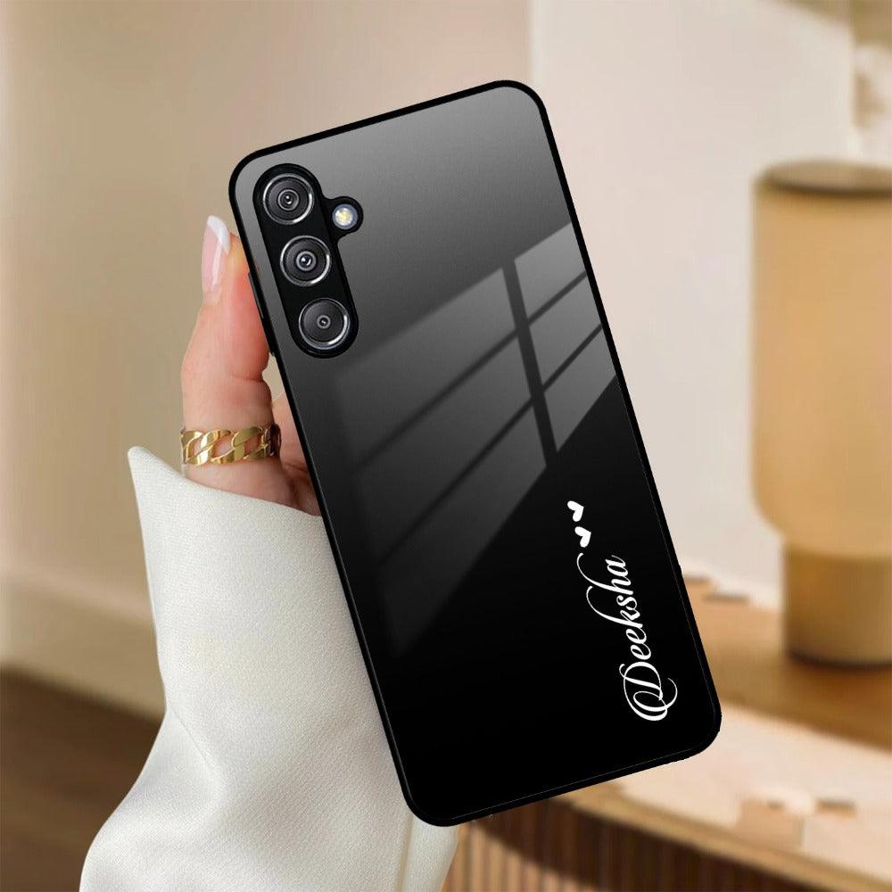 Customize Name Gradient Glass Case Cover Black For Samsung