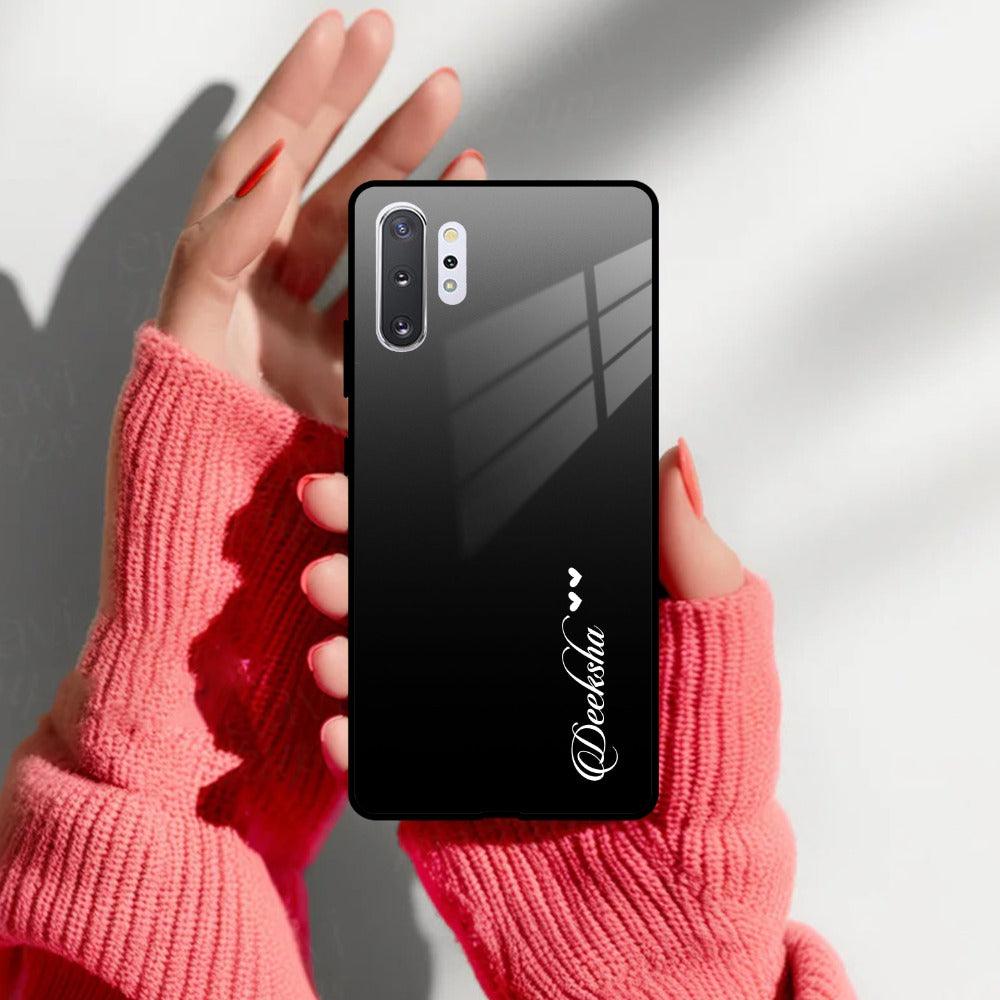 Customize Name Gradient Glass Case Cover Black For Samsung